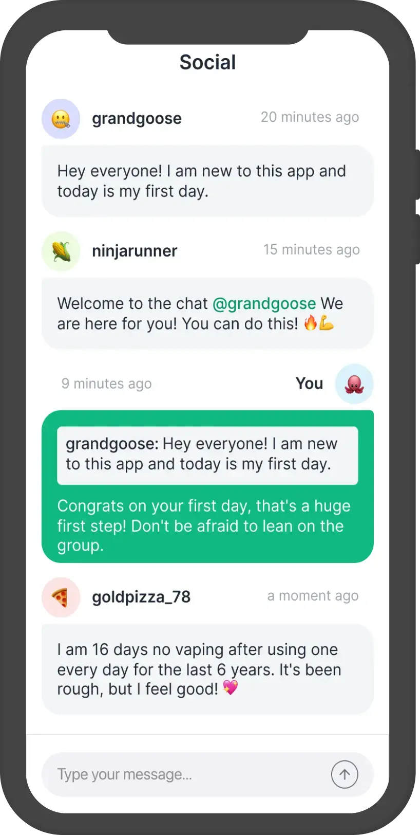 Kaivo App Community Support - Main Screen