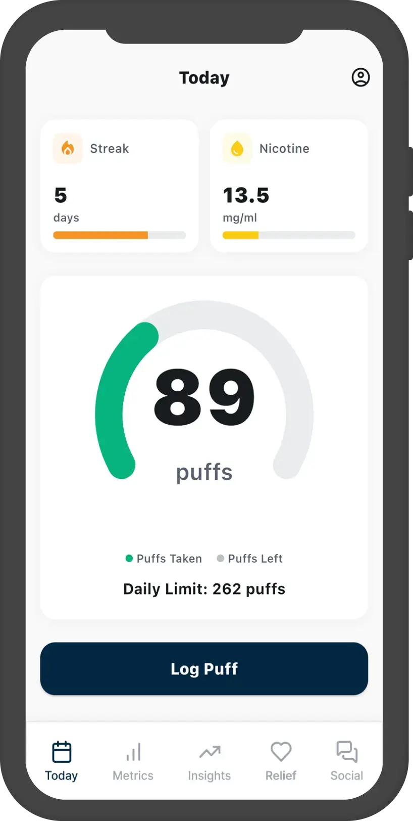 Kaivo App Daily Progress Tracking - Main Screen
