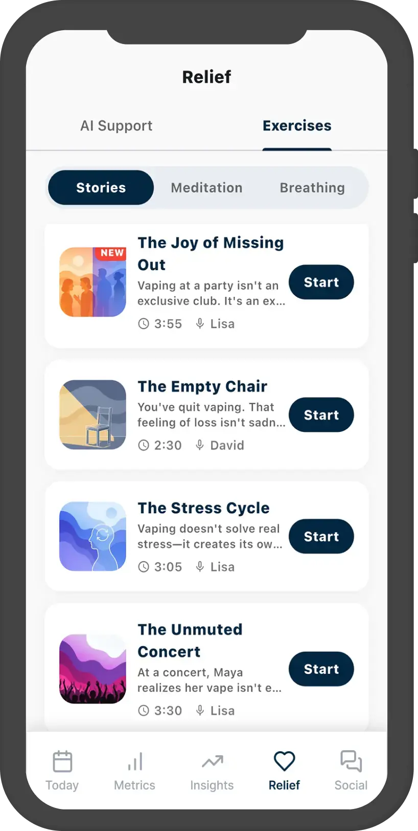 Kaivo App Relief and Relaxation Features - Main Screen