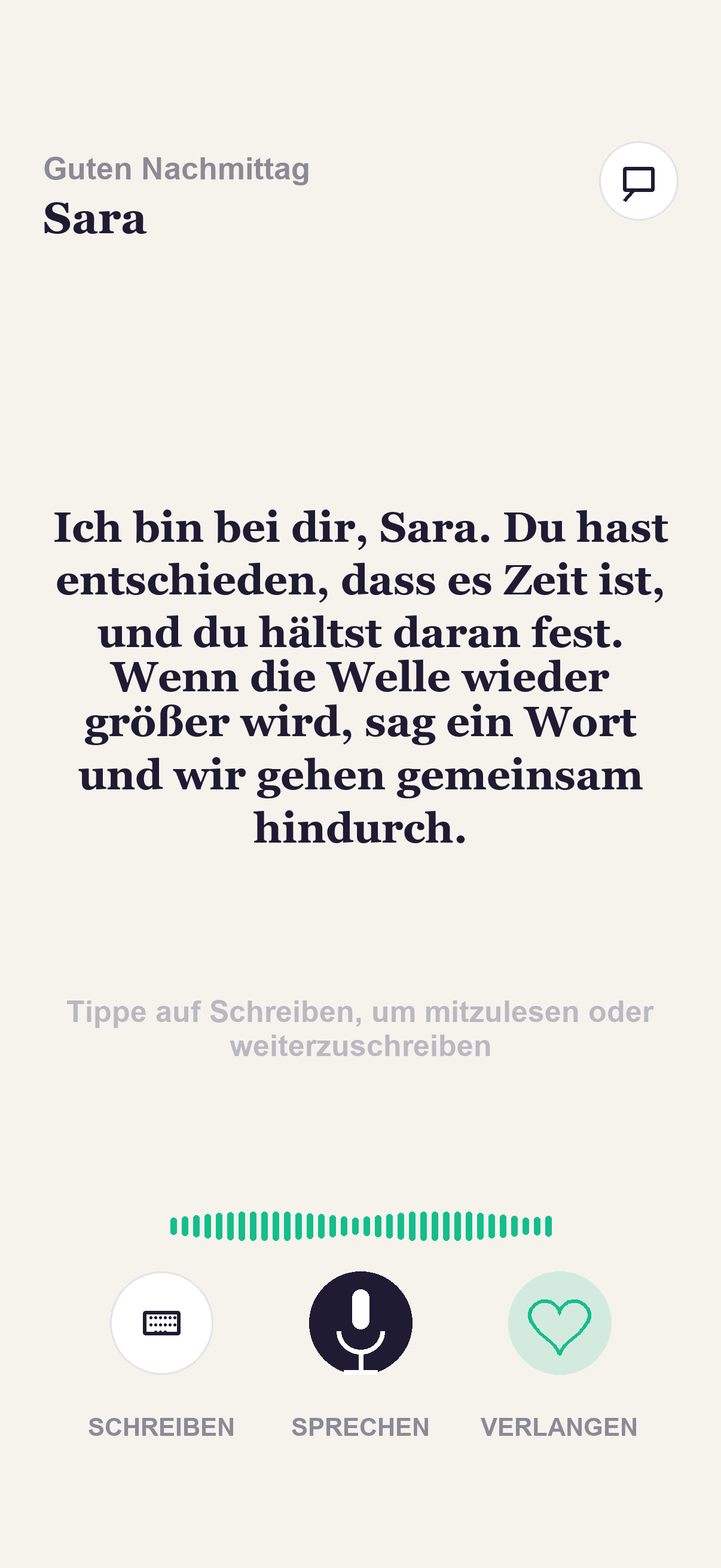Kaivo Sprachbildschirm mit unterstützender Antwort