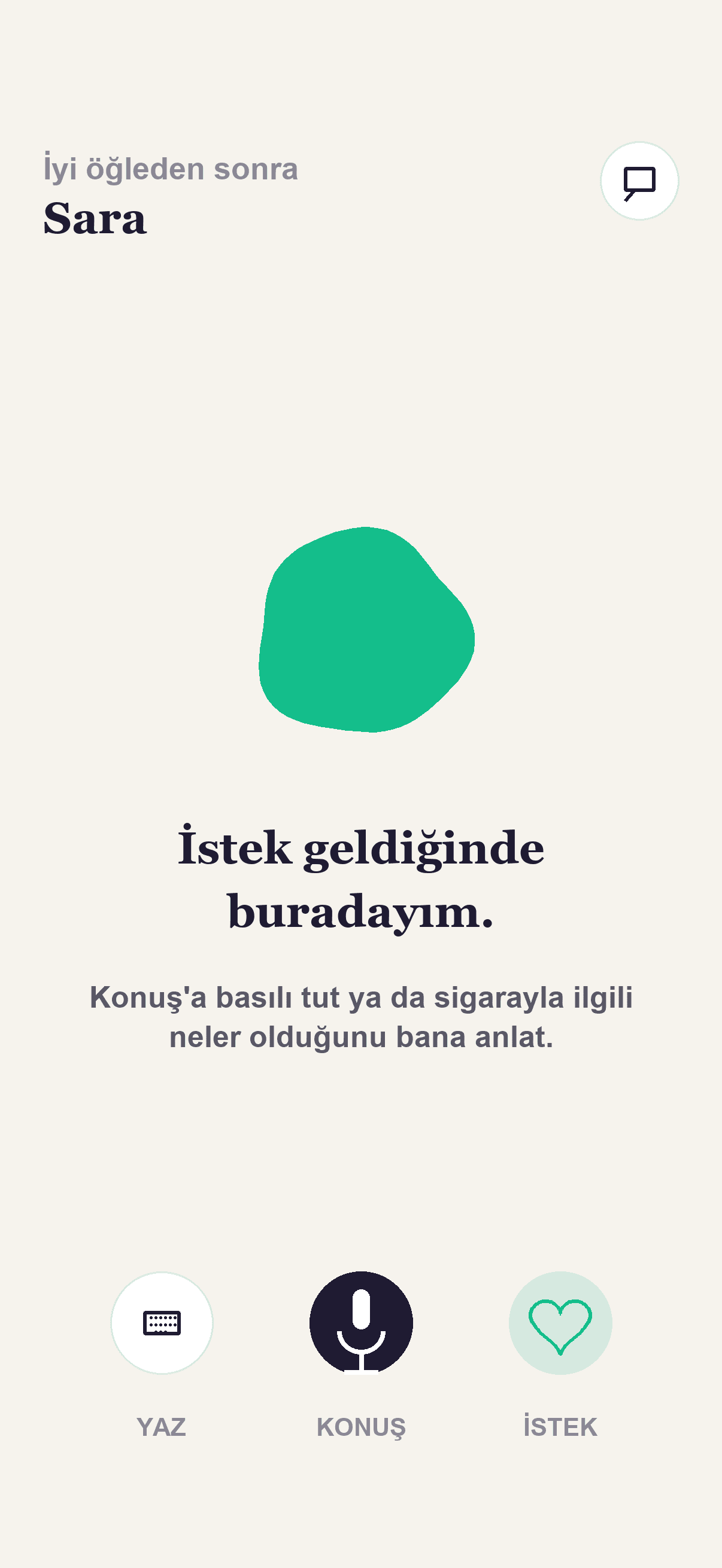 İstek geldiğinde destek mesajı gösteren Kaivo ana ekranı